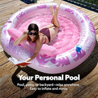 SLOOSH Inflatable Tanning Pool Lounger Float,72" x 65" Pool Floats Adult with Pillow,Luxury Fabric Large Suntan Tub Raft Floatie,Sunbathing Bed Lounge for Water Blow Up Kids Ball Pit Party Gifts,Pink