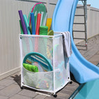 Essentially Yours Rolling Pool Storage Organizer Bin, Medium, (25.4" W x 25.4" L x 40" H), White Style 417227