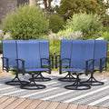 Patio Swivel Chairs Set of 6, Outdoor Swivel Chairs with Armrest, High Back Patio Chair with Metal Frame, All-Weather Outdoor Dining Chair for Deck, Porch and Lawn, Blue