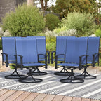 Patio Swivel Chairs Set of 6, Outdoor Swivel Chairs with Armrest, High Back Patio Chair with Metal Frame, All-Weather Outdoor Dining Chair for Deck, Porch and Lawn, Blue