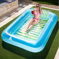 SLOOSH Inflatable Tanning Pool Lounger Float, 85" x 57" Extra Large Pool Floats Adult with Pillow, 4 in 1 Suntan Tub Raft Floatie,Sunbathing Bed Lounge for Water Blow Up Ball Pit, XL-Blue Green