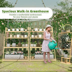 MU 9.4x9.4x8.2 FT Greenhouses for Outdoors, Heavy-Duty Green House for Outside, Walk in Winter Greenhouse with 180g Double Layer PE Cover, Ground Stakes, Great for Garden/Patio/Backyard