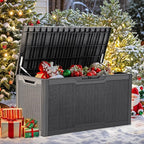 YITAHOME 100 Gallon Outdoor Storage Box, Large Water Resistant Resin Deck Box, Indoor Outdoor Lockable Storage Container for Patio, Garden, Cushions, Tools, Equipment (Dark Gray)