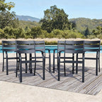 Patio Dining Chairs Set of 6, Black Stackable Outdoor Dining Chairs with Armrest and Wide Back, Wrought Iron Patio Furniture Chairs for Lawn, Backyard, Garden & Deck, Supports 300 LBS