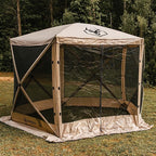 Gazelle Tents™, G5 5-Sided Portable Gazebo, Easy Pop-Up Hub Screen Tent, Durable, TriTech Mesh, Waterproof, UV Resistant, 4-Person & Table, Desert Sand, 85" x 115" x 106", GG502DS