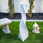 XBrand 39 in. H Freestanding Resin Fiberglass Sculptural Modern Twisted Pilar Outdoor Garden Fountain w/LED Light