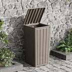 23 Gallon Outdoor Trash Can Waterproof Resin Garbage Can with Lid Outside Trash Bin for Porch Backyard, Deck, Patio, Kitchen Trash Can