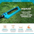 Aqua Joe SJI-OMS20 Jumbo Oscillating Sprinkler with Adjustable Spray and Metal Base, Up to 4,400-Square-Foot Coverage, 70-Foot Spray Distance, 63-Foot Spray Width