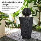 Glitzhome Outdoor Water Fountain with LED Light, Decorative Black Pedestal Water Fountains with Submersible Pump, Modern Sphere Floor Fountain with Pebbles for Garden Patio Decor Porch, 31.75”H