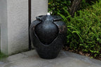 17.7 in. Glazed Pot Water Fountain with LED Light, Provide Indoor and Outdoor Water Features for Gardens、Backyard、Living Rooms、 Offices (Bronze Blue)