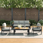 LayinSun 4 Piece Aluminum Outdoor Furniture Set with Coffee Table, Outside Patio Deep Seating Conversation Set with Upgraded Washable Thick Cushion