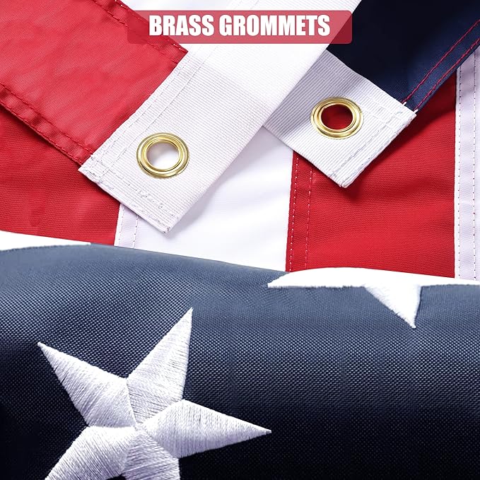 American Flag 20x38 Ft, Outdoor Premium US Flags, Heavy Duty Durable, 420D Polyester, Embroidered Stars, Brass Grommets
