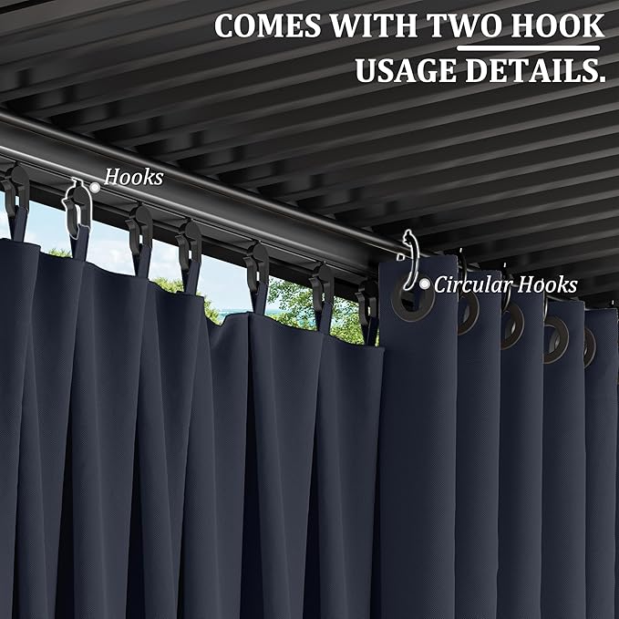Gazebo Universal Replacement Privacy Curtain,12'×14' Gazebo Outdoor Waterproof Curtains, 4-Panels Sidewall Curtains with Double Zipper for Patio Canopy, Garden and Backyard (Curtain Only)