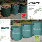 Eaasty 6 Pack 72 Gallon Leaf Bags Collapsible Lawn Bags Reusable Garden Bags Heavy Duty Yard Waste Bags Leaf Container with Zippered Lid Handle 6 Pairs Gardening Gloves for Cleaning Debris Trash