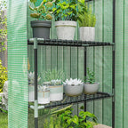Outsunny 56" x 29" x 76" Portable Walk-In Garden Greenhouse with Built In 3-Tier Shelves