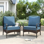 PHI VILLA Patio Chairs Set of 2, Outdoor Wicker Chairs with Thick Cushion, All Weather High Back Outdoor Furniture for Balcony Porch and Yard