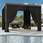 Gazebo Universal Replacement Privacy Curtain,12'×12' Gazebo Outdoor Waterproof Curtains, 4-Panels Sidewall Curtains with Double Zipper for Patio Canopy, Garden and Backyard (Curtain Only)