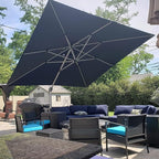 PURPLE LEAF 12 FT Cantilever Umbrellas with Base Included, Offset Umbrella with 360° Rotation, Outdoor Aluminum Pool Umbrella for Pool Lawn Garden, Grey