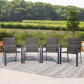 Outdoor Dining Chairs Set of 4, Stackable Patio Chairs with Woven Rattan Back & Seat, Perfect for Patio, Garden, or Deck, Rattan Gray Brown