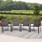 Outdoor Dining Chairs Set of 4, Stackable Patio Chairs with Woven Rattan Back & Seat, Perfect for Patio, Garden, or Deck, Rattan Gray Brown