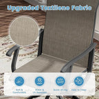 DIFY 5 Pieces Outdoor Patio Dining Set, 4 Brown Textilene Swivel Dining Chairs and 40.6" Walnut Round Dining Table, Metal Outdoor Table and Chairs