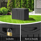 50 Gallon Plus Outdoor Storage Box, Waterproof Resin Deck Box for Patio, Pool, and Garden, Lockable Bin for Cushions, Tools, and Accessories, UV-Resistant, Black