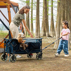 TIMBER RIDGE Collapsible Wagon Cart with Brakes, 400lbs Heavy Duty Large Capacity Compact Portable Folding Wagon, Utility Grocery Cart for Camping, Gardening, Shopping-Grey