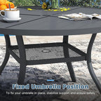 DIFY 40.6" Round Outdoor Patio Dining Table for 4, All-Weather Metal Steel Slatted Patio Table with 1.57" Adjustable Umbrella Hole, for Lawn Garden Porch Backyard, Grey