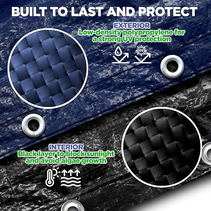 21 ft Round Pool Cover for Above Ground Pools, Above Ground Cover for Winter, Keeps Out Debris, Cold and UV Resistant, Supreme Mesh, Navy Blue