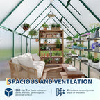 6X9 ft Polycarbonate Greenhouse with Aluminum Frame, Polycarbonate Greenhouse for Outdoors, Greenhouses with Ventilation, Aluminum Large Walk-in Greenhouses for Outside