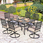 PHI VIALLA Patio Outdoor Swivel Dining Chairs Outdoor Furniture Chairs Set of 4 with Cushion Suports 300lbs for Lawn Garden Backyard Weather Resistant-Black Frame