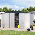 U-MAX 12x10 Storage Shed, Large Metal Outdoor Garden Sheds & Outdoor Storage Clearance, 10x12 Tool Shed Outdoor Storage Lockable for Backyard Outside Use in White