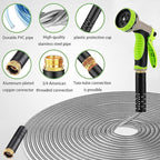 Stainless Steel Garden Hose 50FT with 10 Functione Nozzle, No Kink, Leak-Proof, Lightweight and Flexible Metal Garden Hose for Lawn, Car, RV, Outdoor Watering, Pet Bathing