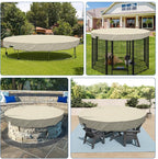 ECOOPTS 10 ft Waterproof Round Polyester Pool Cover for Above Ground Pools, Swimming Pool Cover Protector Winter Safety Cover (Beige)