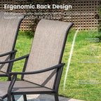 PHI VILLA 7 pcs Patio Outdoor Dining Table and Chairs,Sling Chairs with Textilene Fabric and Large Metal Table with Wooden Table Top,Durable and SturdyOutdoor Furniture Set for Outside,Garden