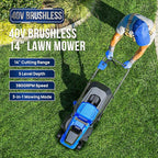 Wild Badger Power 40V 14" Cordless Lawn Mower, Up to 1600sq.ft, Brushless Motor, 5 Height Settings, Bagging & Mulching, Quick-Fold, 4.0Ah Battery & Fast Charger Included