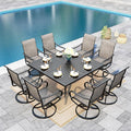 Sophia & William Outdoor Dining Set Patio Dining Sets Patio Table and Chairs Set 9 Pieces 60" Square Outdoor Dining Table for 8 with Swivel Patio Chairs for Garden Pool All Weather Brown