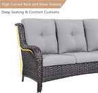 HUMMUH Outdoor Patio Furniture with Fire Pit Table Outdoor Conversation Set PE Wicker Patio Couch Swivel Glider Chairs for Balcony Garden,Lawn,Deck
