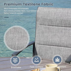 VICLLAX 7 Pieces Patio Dining Set for 6-Outdoor Furniture Includes 53" Round Outdoor Table and Swivel Padded Chairs, Grey Wood Grain Tabletop and Grey Fabric