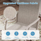 DIFY 7 Pieces Outdoor Patio Dining Set, 6 Sandshell Textilene Swivel Dining Chairs and 53.1" Grey Wood-Like Round Metal Dining Table, Outdoor Table and Chairs