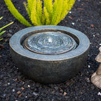 Xbrand 19.8" W Round Polyresin Indoor/Outdoor Sphere Water Fountain with LED Light, Garden/Patio Water Fountain Décor, Bronze
