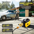Pressure Washer, High Power Washer with 3 Quick Connect Nozzles, Inlet Hose & Foam Cannon for Cars/Fences/Driveways/Patios/Home Cleaning