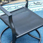 PHI VILLA Outdoor Metal Swivel Chairs Set of 4 Patio Dining Rocker Chair with Cushion Furniture Set for Garden Backyard Bistro, Black