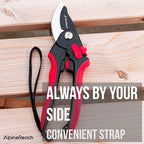 AlpineReach Anvil Pruning Shears for Gardening, Sharp Ergonomic Pruners, Heavy Duty High Carbon Steel Blade Plant Cutting Clippers, Adjustable Soft Handle for Small & Large Hands, Secateurs, Gift
