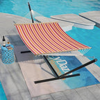 Lazy Daze Hammocks Quick Dry Hammock with Spreader Bar Textliene Fabric Double 2 Person Hammock with Chains Outdoor Patio Poolside Backyard Beach 450 lbs Capacity, Red Stripes