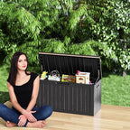 80 Gallon Resin Deck Box, Waterproof Outdoor Storage Bin for Patio Furniture, Pool Accessories, and Garden Tools, Lockable & UV-Resistant, Black