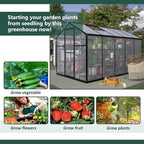 Favfurish 6x10 FT Greenhouses for Outdoors,Heavy Duty Polycarbonate Greenhouse,Lockable Walk-in Green House Sunroom w/ Roof Vent,Aluminum Hot House for Garden Plants Backyard Patio,Black