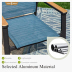 Sophia & William Patio Dining Set 9 Pieces, Patio Table and Chairs Set for 8, 83"x 39" Large Rectangular Metal Dining Table and 8 x Lightweight Aluminum Stackable Chairs (Blue)
