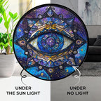 Personalized Evil Eye Mandala Stained Glass Suncatcher Stained Glass Window Hanging Home Decor Garden Halloween Christmas Wedding Housewarming Gifts