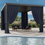 Gazebo Universal Replacement Privacy Curtain,12'×16' Gazebo Outdoor Waterproof Curtains, 4-Panels Sidewall Curtains with Double Zipper for Patio Canopy, Garden and Backyard (Curtain Only)